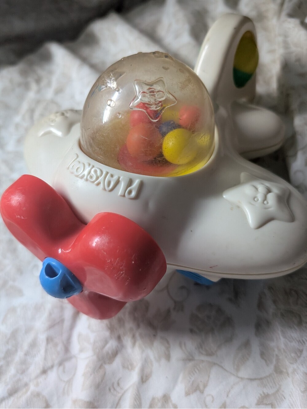 Vintage 1986 Playskool Plastic Toy Airplane with Colorful Beads